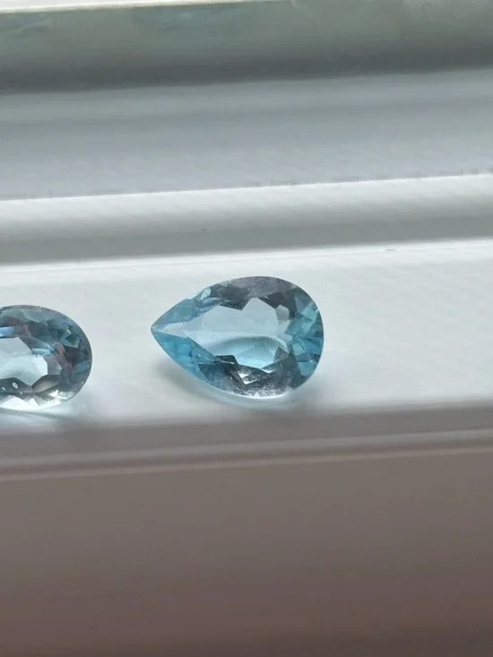 Blue Topaz Gemstone Lot – Oval & Pear Cut Sky Blue Loose Stones (Set of 4) - Picture 7 of 16